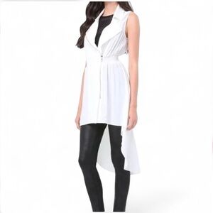 bebe white high-low vest